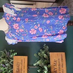 Blue floral blouse